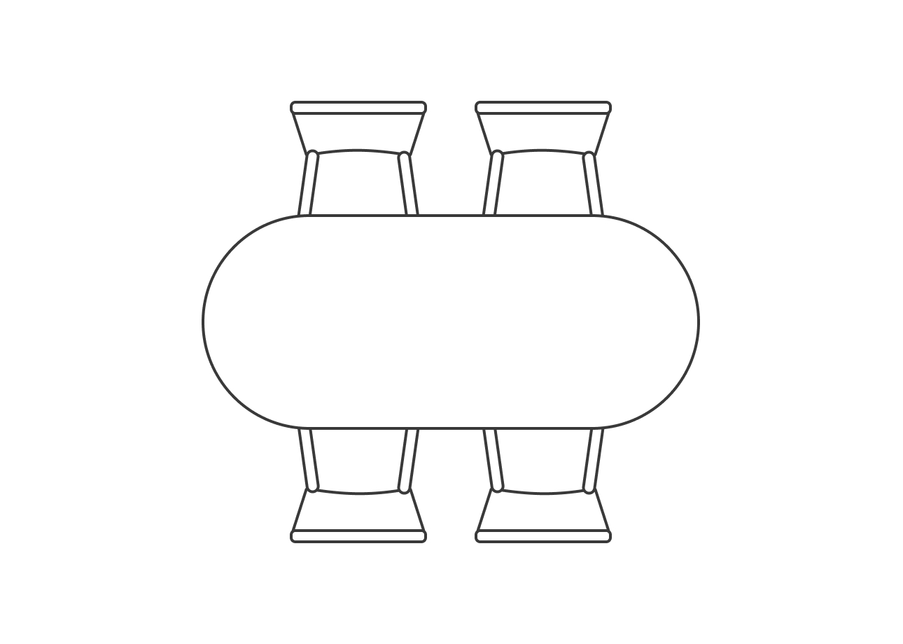 Стол-книжка, овальный, 4 места, без торцевых